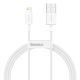 Baseus USB to Lightning 2.4A Charging Cable for iPhone 1M White