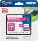 Brother TZe-MQP35 12mm ( 1/2 In. ) White on Berry Pink P-Touch Tape Original