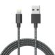 USB A to Lighting Compatible Nylon Cable for iphone 5 Feet - Black