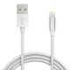 USB A to Lighting Compatible Nylon Cable for iphone 5 Feet - White